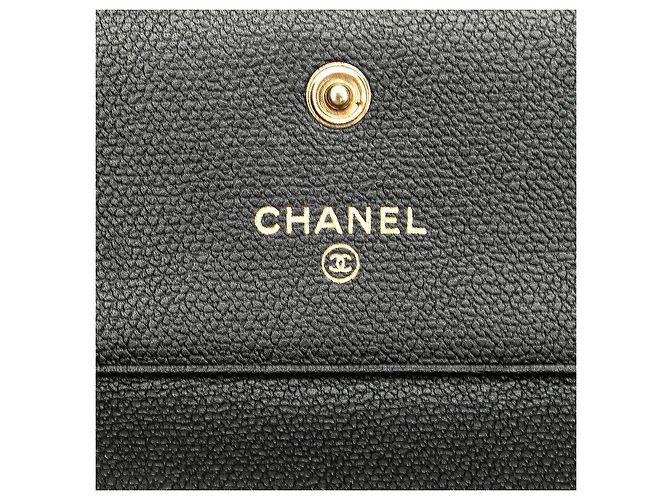 Chanel Coco Button Leder Dreifach-Brieftasche Schwarz - Ansicht 8