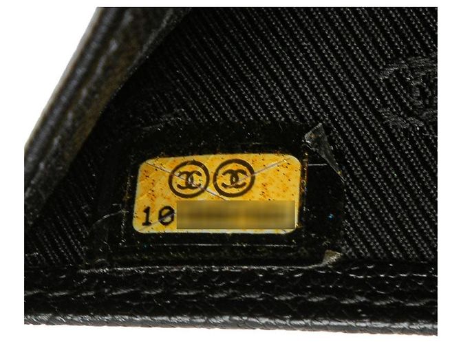 Chanel Coco Button Leder Dreifach-Brieftasche Schwarz - Ansicht 9