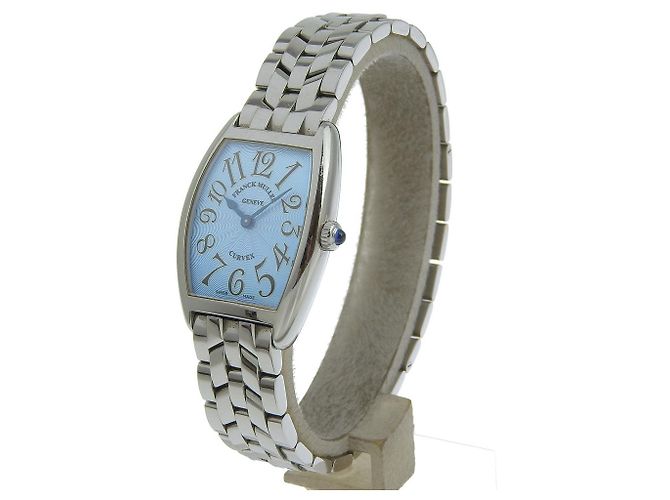 Autre Marque Franck Muller Tonneau Curvex Edelstahl Uhr Blau - Ansicht 2