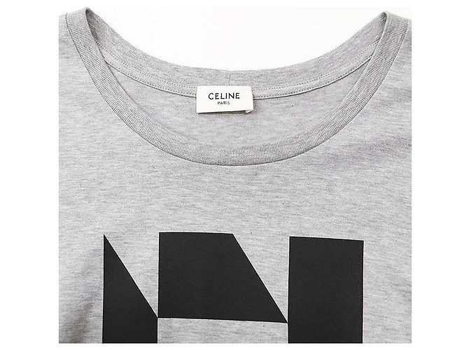Céline Camiseta Celine Signature de algodón Negro Gris - vista 6