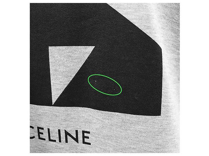 Céline Camiseta Celine Signature de algodón Negro Gris - vista 8