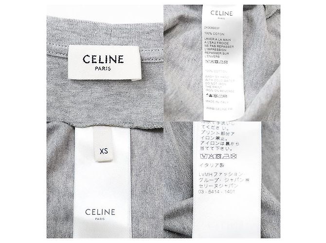 Céline Camiseta Celine Signature de algodón Negro Gris - vista 9