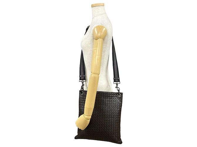 Borsa a tracolla in pelle Bottega Veneta Marrone Bronzo - vista 3
