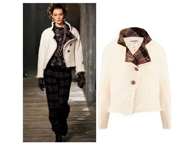 JAQUETA DE TWEED ECRU CHANEL 13A PARIS EDIMBURGO COM BOTÕES GRIPOIX FR 44 Bege - vista 11