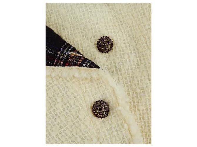 JAQUETA DE TWEED ECRU CHANEL 13A PARIS EDIMBURGO COM BOTÕES GRIPOIX FR 44 Bege - vista 5