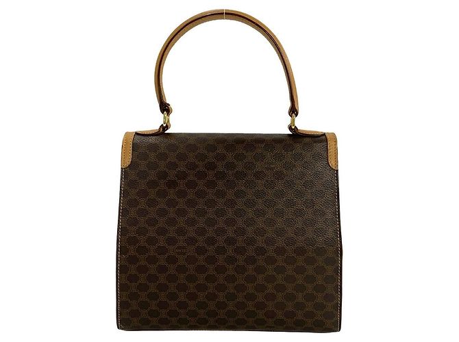 Céline Borsa 2way in pelle e PVC Celine Macadam Triomphe Marrone - vista 5