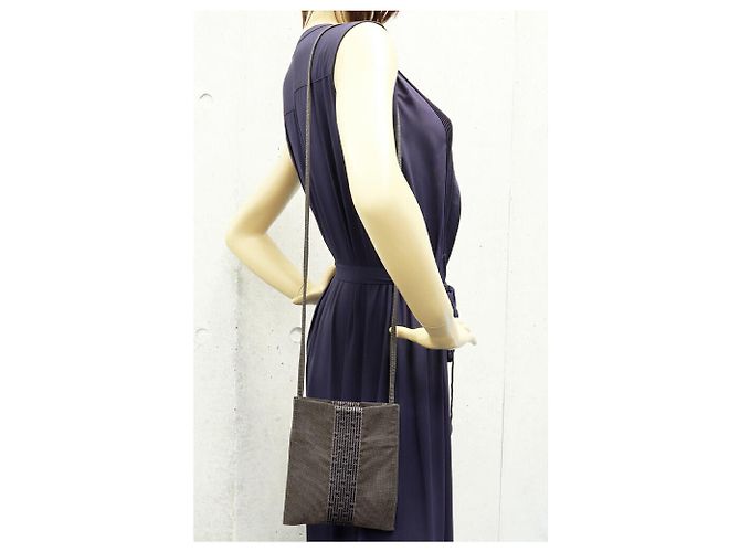 Borsa a spalla in tela Herline di Hermès Grigio - vista 2