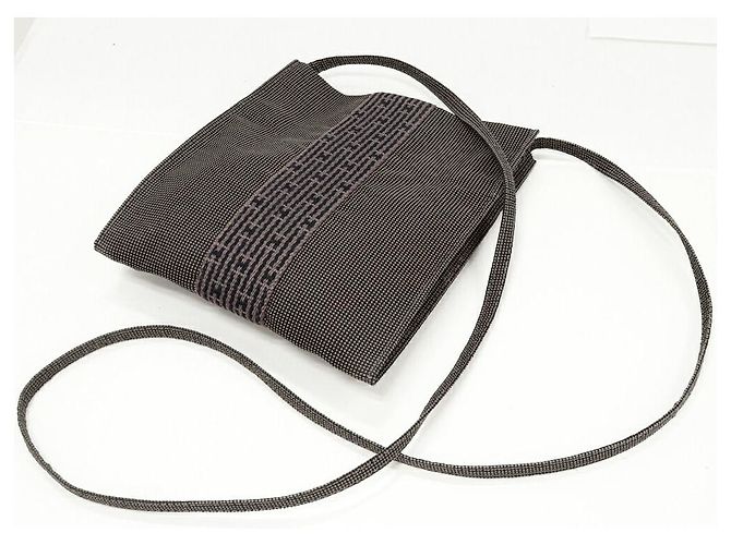Borsa a spalla in tela Herline di Hermès Grigio - vista 3