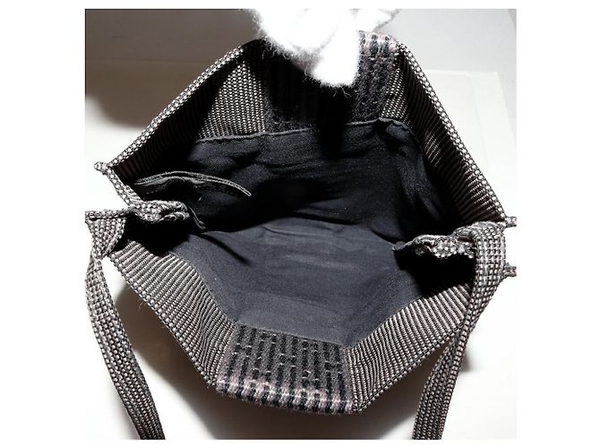 Borsa a spalla in tela Herline di Hermès Grigio - vista 4