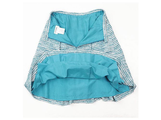 Conjunto de tweed Chanel Plata Turquesa - vista 10