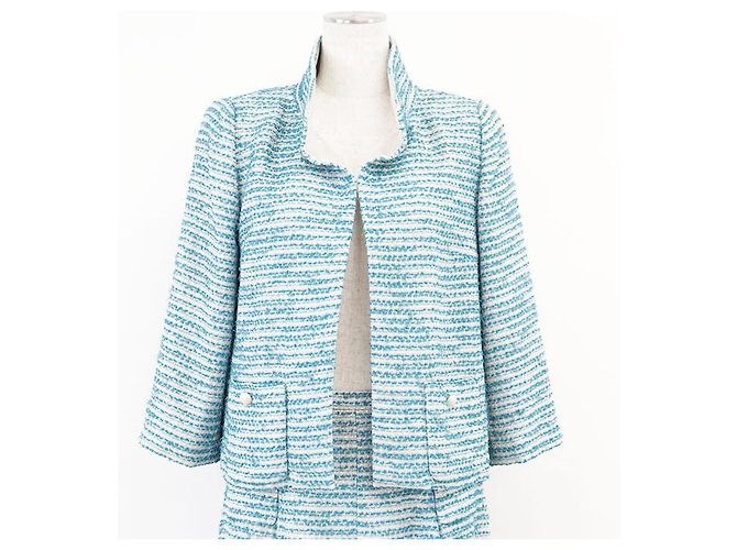Conjunto de tweed Chanel Plata Turquesa - vista 11