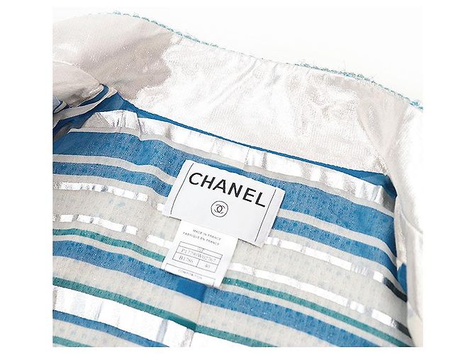 Conjunto de tweed Chanel Plata Turquesa - vista 12