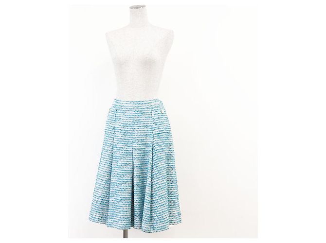 Conjunto de tweed Chanel Plata Turquesa - vista 15