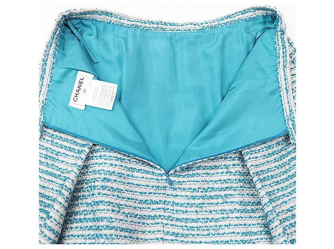 Conjunto de tweed Chanel Plata Turquesa - vista 18