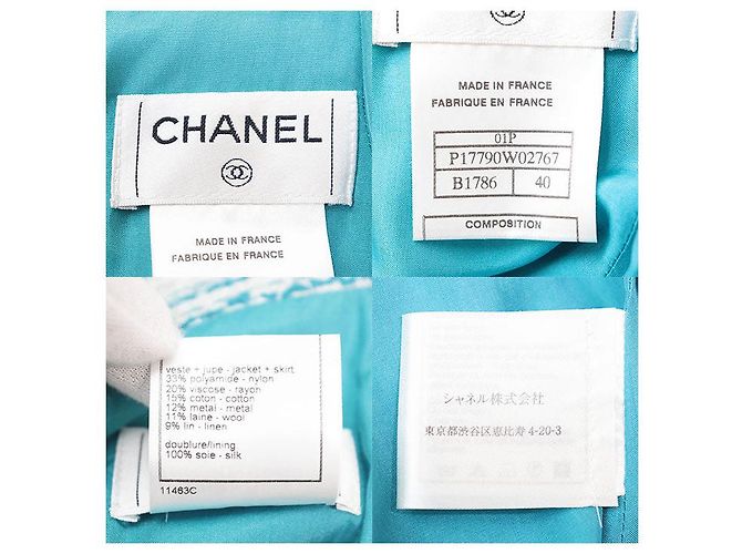 Conjunto de tweed Chanel Plata Turquesa - vista 19