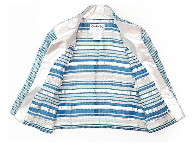 Conjunto de tweed Chanel Plata Turquesa - vista 6