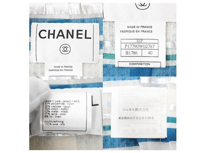Conjunto de tweed Chanel Plata Turquesa - vista 7