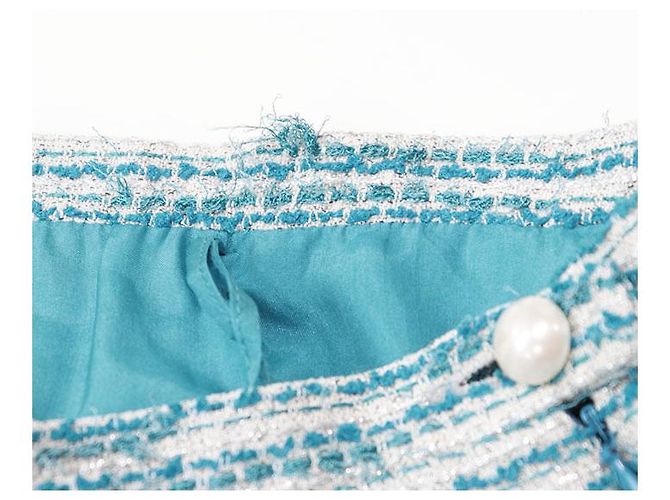 Conjunto de tweed Chanel Plata Turquesa - vista 9