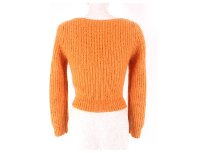 Céline Cardigã cropped de mohair com decote em V Celine Laranja - vista 3
