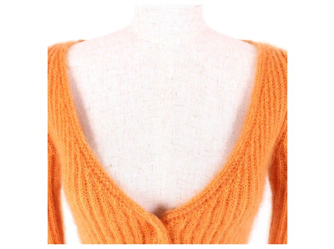 Céline Cardigã cropped de mohair com decote em V Celine Laranja - vista 4