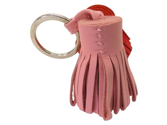 Portachiavi Hermès Carmen Uno Dos Agneau Milo Rosa - vista 3