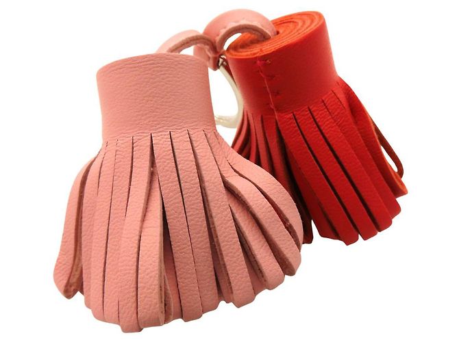 Portachiavi Hermès Carmen Uno Dos Agneau Milo Rosa - vista 4