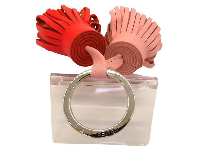 Portachiavi Hermès Carmen Uno Dos Agneau Milo Rosa - vista 6