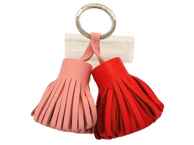 Portachiavi Hermès Carmen Uno Dos Agneau Milo Rosa - vista 7
