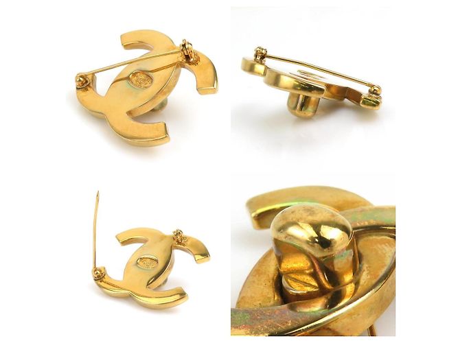 Spilla in metallo dorato Chanel Coco Mark D'oro - vista 4