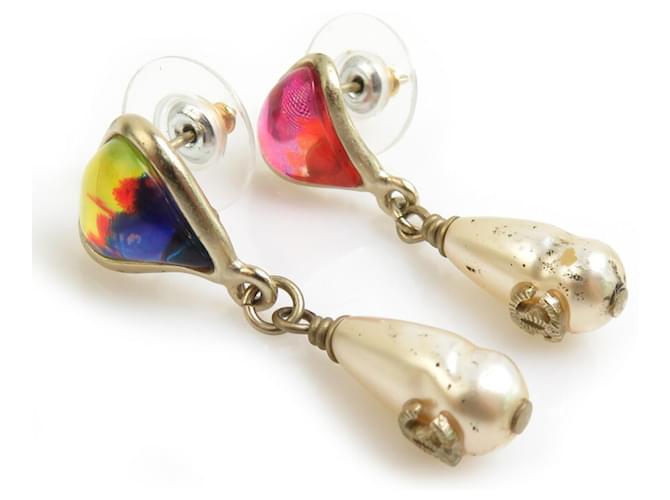 Orecchini in metallo Chanel Coco Mark Bianco Multicolore D'oro - vista 2