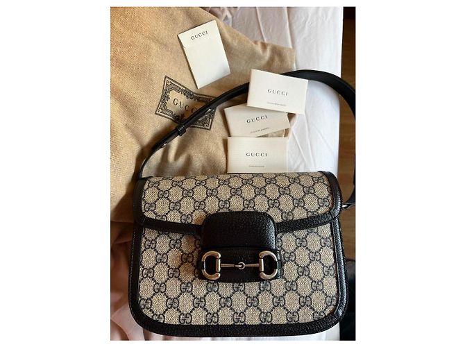 Borsa a mano Gucci 1955 Blu Navy in Tela - vista 2