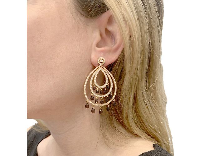 Autre Marque Pendientes de oro rosa, diamantes y turmalinas. - vista 5