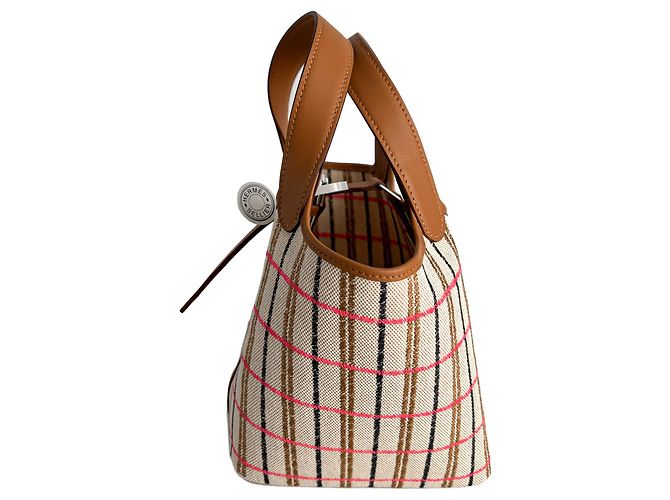 Hermès Picotin 18 Canvas Lock Abdeckung Quadrat Eimerhandtasche Karamell - Ansicht 6