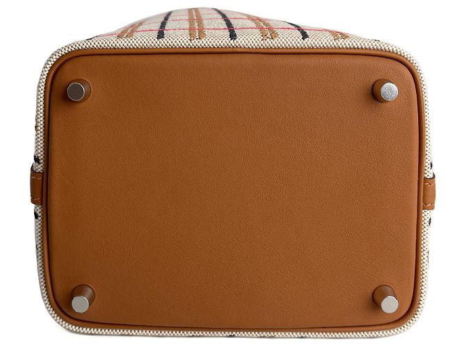 Hermès Picotin 18 Canvas Lock Abdeckung Quadrat Eimerhandtasche Karamell - Ansicht 7