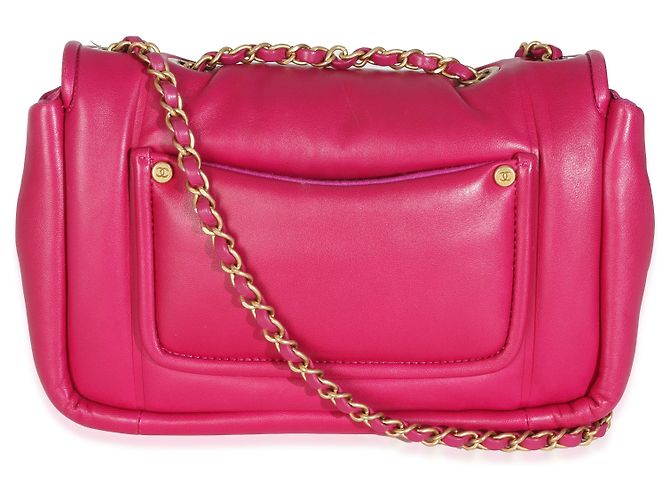 Timeless Chanel Mittelgroße Simply Flap Tasche aus dunkelrosa Lammleder Pink - Ansicht 2