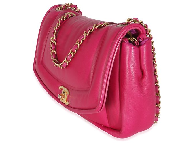 Timeless Chanel Mittelgroße Simply Flap Tasche aus dunkelrosa Lammleder Pink - Ansicht 3