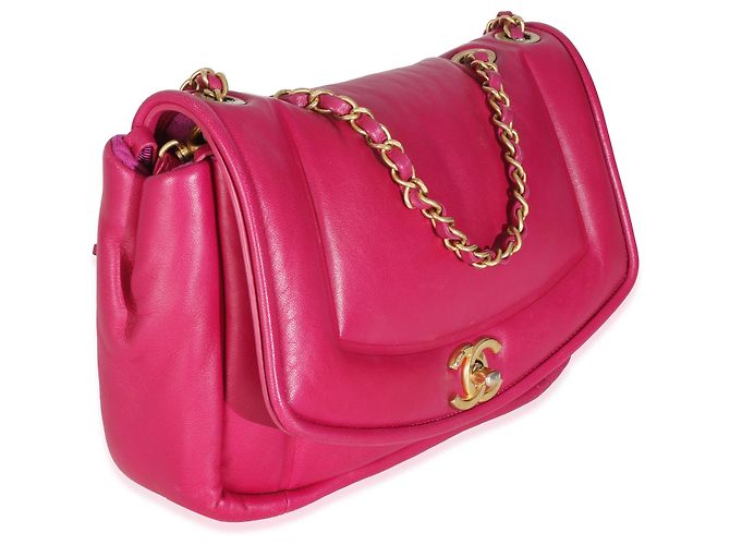 Timeless Chanel Mittelgroße Simply Flap Tasche aus dunkelrosa Lammleder Pink - Ansicht 4