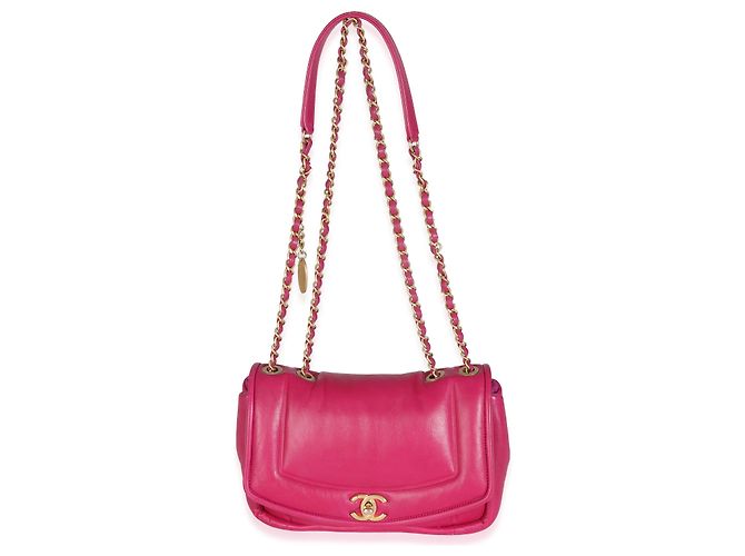 Timeless Chanel Mittelgroße Simply Flap Tasche aus dunkelrosa Lammleder Pink - Ansicht 5