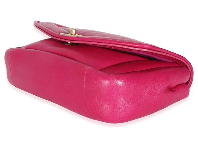 Timeless Chanel Mittelgroße Simply Flap Tasche aus dunkelrosa Lammleder Pink - Ansicht 6