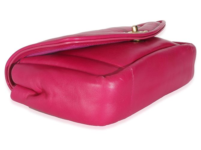 Timeless Chanel Mittelgroße Simply Flap Tasche aus dunkelrosa Lammleder Pink - Ansicht 7