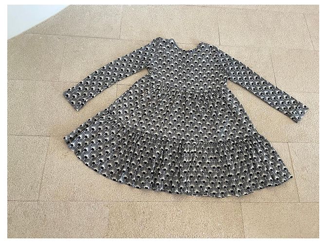 Autre Marque Fließendes Schwarz und Off-White Bedrucktes Kleid - Genesis. Größe 1 (38-40) Aus weiß - Ansicht 3