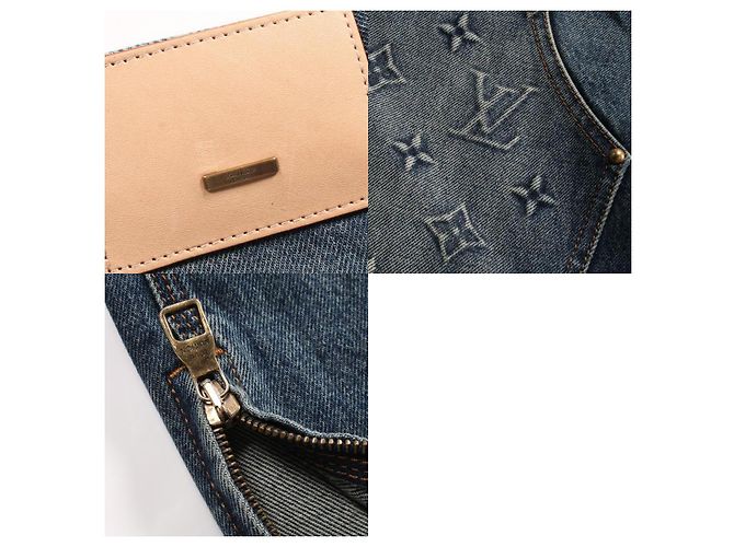 Pantalones de denim de algodón Monogram Louis Vuitton Azul Azul marino - vista 10