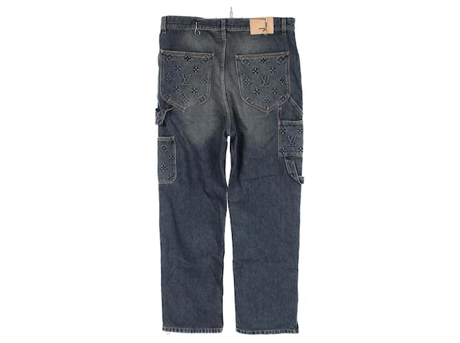 Pantalones de denim de algodón Monogram Louis Vuitton Azul Azul marino - vista 2