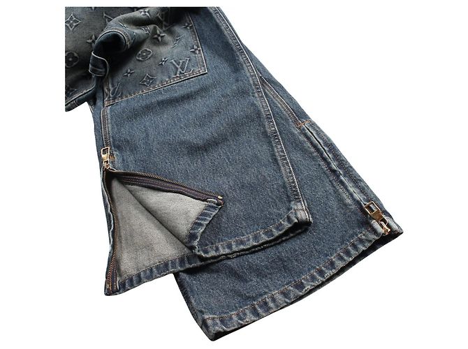 Pantalones de denim de algodón Monogram Louis Vuitton Azul Azul marino - vista 8