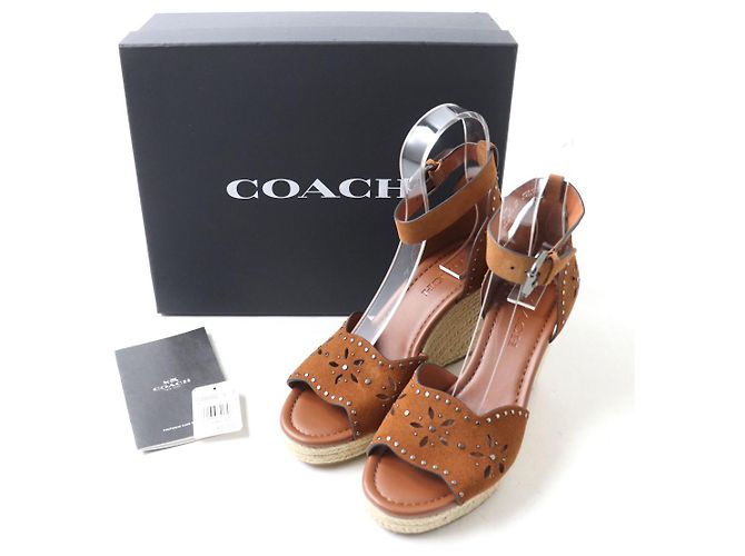 COACH KELSI SDE WEDGE Sandales à talon en daim - vue 2