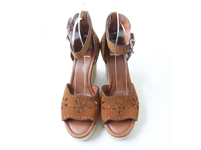 COACH KELSI SDE WEDGE Sandales à talon en daim - vue 4
