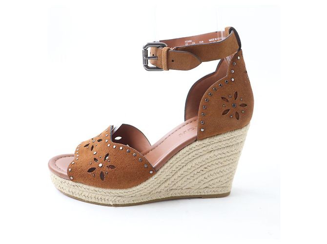 COACH KELSI SDE WEDGE Sandales à talon en daim - vue 5