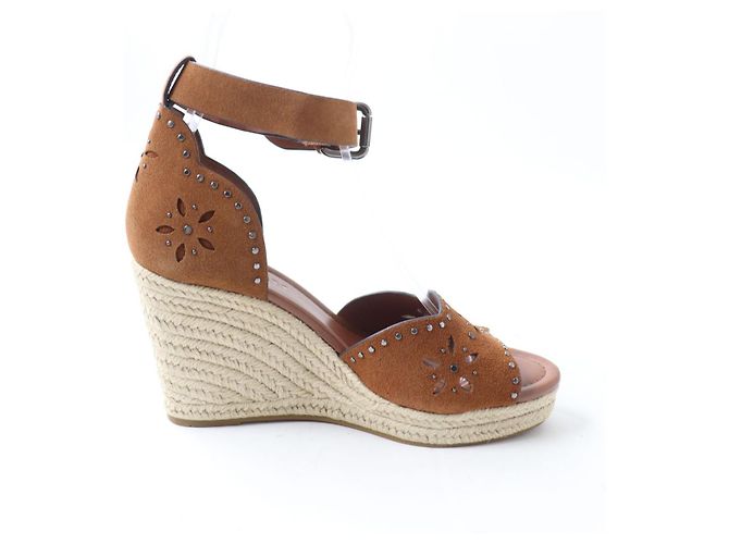 COACH KELSI SDE WEDGE Sandales à talon en daim - vue 6