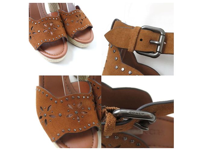 COACH KELSI SDE WEDGE Sandales à talon en daim - vue 8