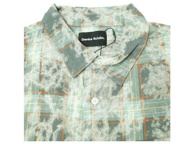 Autre Marque Camisa Larga a Cuadros BLEACH CHECK Gracias Camisa de Algodón Edición Limitada Verde - vista 5